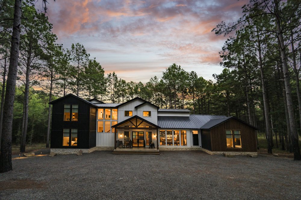 Luxury waterfront retreat, Bear Lake Lodge, showcases modern architecture and expansive outdoor living space