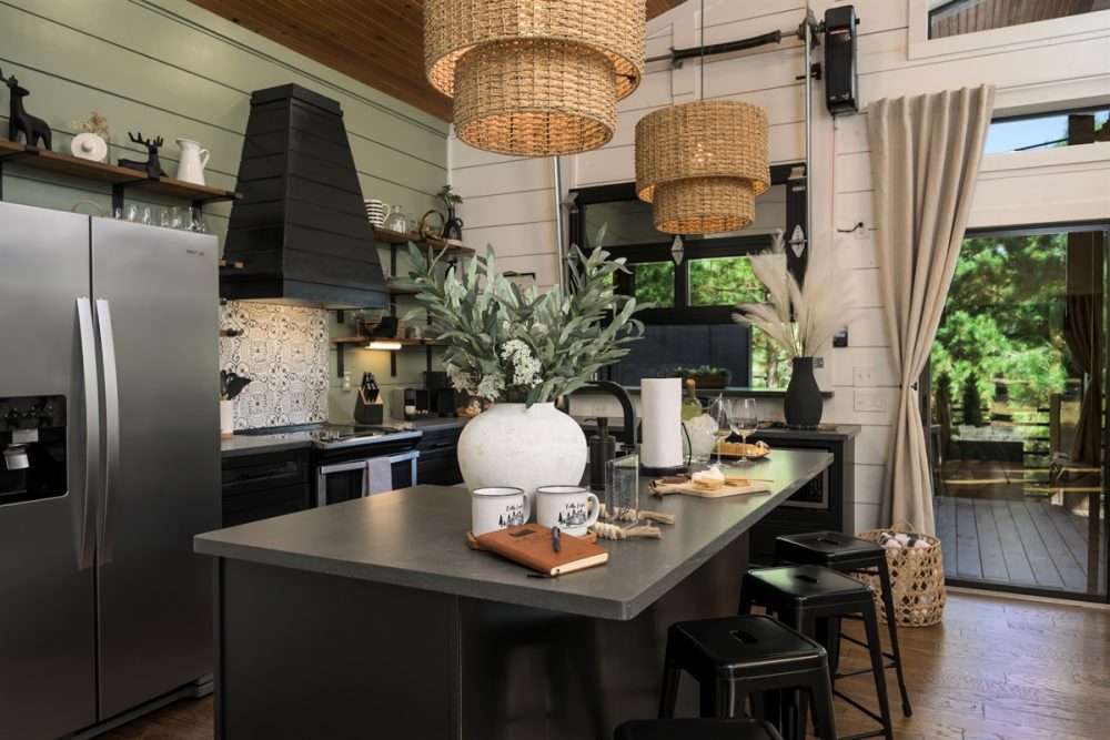 Modern-rustic kitchen interior of Bella Cresta Cabin, a luxury rental property managed by The Utmost