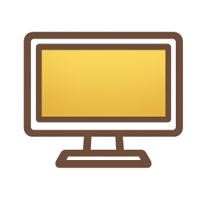 Desktop monitor icon with gold screen display